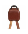 Bancă Turnbock vintage cu mânere, piele naturală de capră - WOODBB1493 Bancă Turnbock vintage cu mânere, piele naturală de capră - WOODBB1493