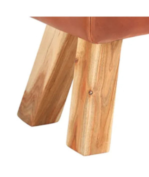 Bancă Turnbock vintage cu mânere, piele naturală de capră - WOODBB1493