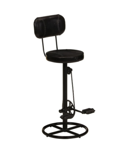 Scaune de bar, 2 buc., negru, piele naturală de capră - WOODBB1495