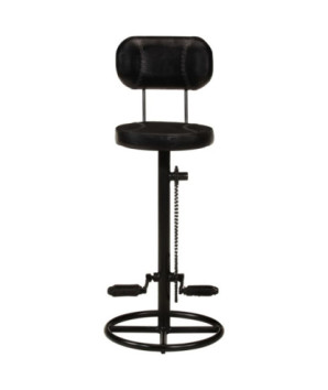 Scaune de bar, 2 buc., negru, piele naturală de capră - WOODBB1495