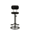 Scaune de bar, 2 buc., negru, piele naturală de capră - WOODBB1495