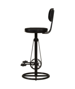 Scaune de bar, 2 buc., negru, piele naturală de capră - WOODBB1495