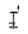 Scaune de bar, 2 buc., negru, piele naturală de capră - WOODBB1495
