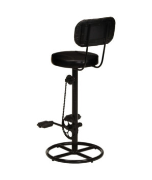 Scaune de bar, 2 buc., negru, piele naturală de capră - WOODBB1495