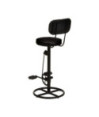 Scaune de bar, 2 buc., negru, piele naturală de capră - WOODBB1495