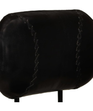 Scaune de bar, 2 buc., negru, piele naturală de capră - WOODBB1495