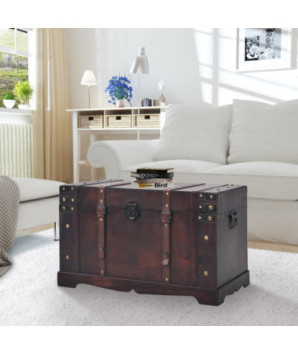 Cufăr vintage din lemn, 66 x 38 x 40 cm, cu aspect antichizat - WOODBB1499
