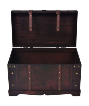 Cufăr vintage din lemn, 66 x 38 x 40 cm, cu aspect antichizat - WOODBB1499