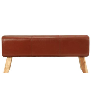 Bancă Bok gimnastică maro 110cm piele naturală/lemn masiv mango, cu aspect vintage - WOODBB1501
