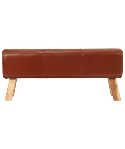 Bancă Bok gimnastică maro 110cm piele naturală/lemn masiv mango, cu aspect vintage - WOODBB1501