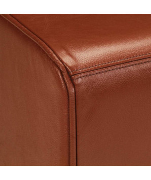 Bancă Bok gimnastică maro 110cm piele naturală/lemn masiv mango, cu aspect vintage - WOODBB1501