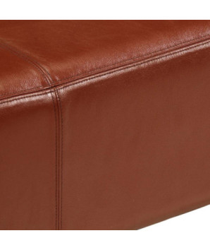 Bancă Bok gimnastică maro 110cm piele naturală/lemn masiv mango, cu aspect vintage - WOODBB1501