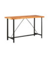 Set mobilier de bar 7 piese lemn masiv acacia & piele naturală, cu aspect industrial - WOODBB1503