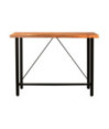 Set mobilier de bar 7 piese lemn masiv acacia & piele naturală, cu aspect industrial - WOODBB1503