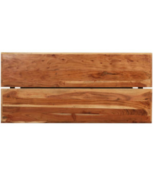Set mobilier de bar 7 piese lemn masiv acacia & piele naturală, cu aspect industrial - WOODBB1503