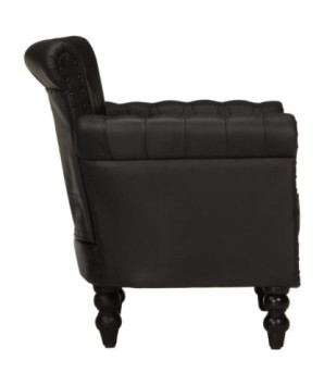 Fotoliu, negru, piele naturală de capră, cu aspect vintage - WOODBB1508