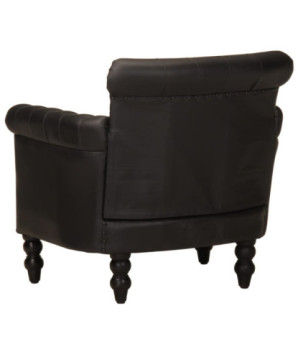 Fotoliu, negru, piele naturală de capră, cu aspect vintage - WOODBB1508