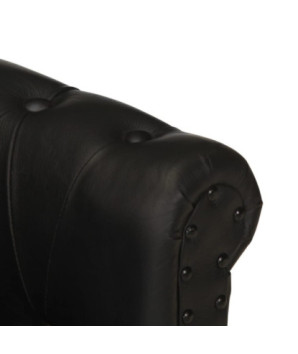 Fotoliu, negru, piele naturală de capră, cu aspect vintage - WOODBB1508