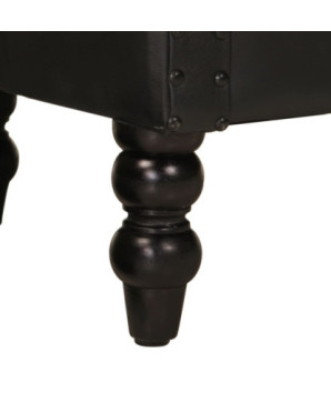 Fotoliu, negru, piele naturală de capră, cu aspect vintage - WOODBB1508