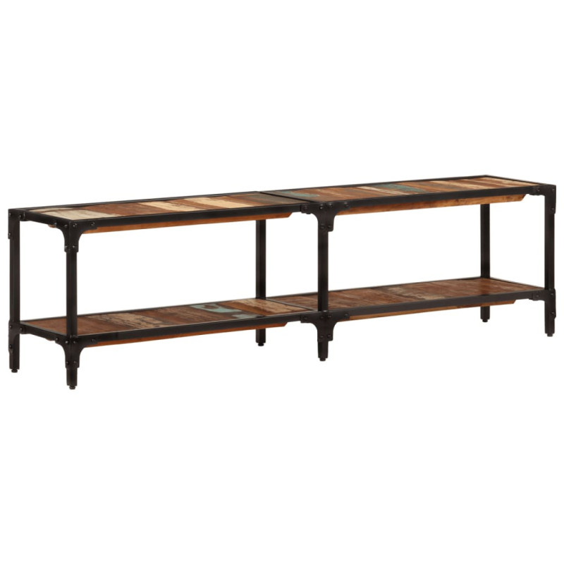 Comodă TV cu picioare, aspect vintage, din lemn masiv reciclat, 150x30x41 cm, handmade