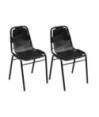 Scaune de bucătărie, 2 buc., negru, piele naturală, cu aspect industrial - WOODBB1523