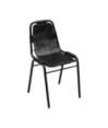Scaune de bucătărie, 2 buc., negru, piele naturală, cu aspect industrial - WOODBB1523