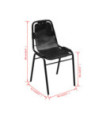 Scaune de bucătărie, 2 buc., negru, piele naturală, cu aspect industrial - WOODBB1523