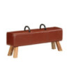 Bancă de gimnastică, maro, 110 cm, piele naturală - WOODBB1528
