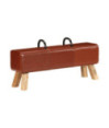 Bancă de gimnastică, maro, 110 cm, piele naturală - WOODBB1528