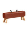 Bancă de gimnastică, maro, 110 cm, piele naturală - WOODBB1528