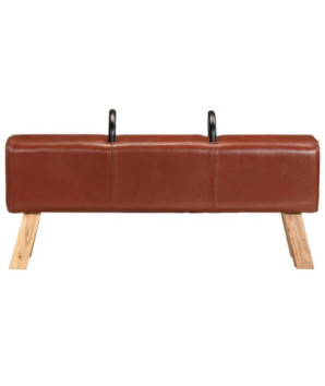 Bancă de gimnastică, maro, 110 cm, piele naturală - WOODBB1528
