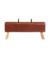 Bancă de gimnastică, maro, 110 cm, piele naturală - WOODBB1528