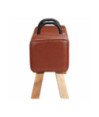 Bancă de gimnastică, maro, 110 cm, piele naturală - WOODBB1528