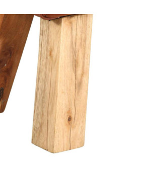 Bancă de gimnastică, maro, 110 cm, piele naturală - WOODBB1528