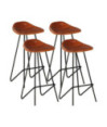 Scaune de bar, 4 buc., maro, piele naturală, cu aspect industrial - WOODBB1532 Scaune de bar, 4 buc., maro, piele naturală, cu aspect industrial - WOODBB1532