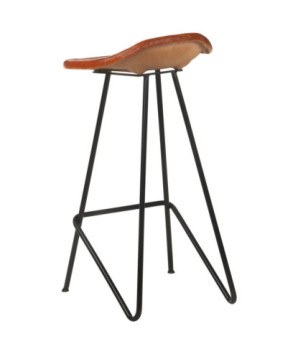Scaune de bar, 4 buc., maro, piele naturală, cu aspect industrial - WOODBB1532