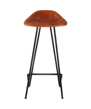 Scaune de bar, 4 buc., maro, piele naturală, cu aspect industrial - WOODBB1532