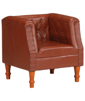 Fotoliu, maro, piele naturală, cu aspect vintage - WOODBB1537