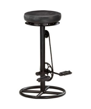 Scaune de bar, 2 buc., negru, piele naturală de capră - WOODBB1539