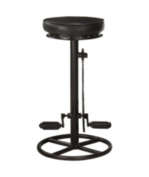 Scaune de bar, 2 buc., negru, piele naturală de capră - WOODBB1539