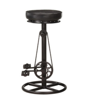 Scaune de bar, 2 buc., negru, piele naturală de capră - WOODBB1539