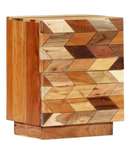 Noptieră, aspect mid-century, din lemn masiv reciclat, cu 2 sertare, 40 x 30 x 50 cm, handmade