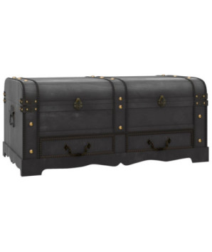 Cufăr vintage mare, negru, lemn, cu aspect retro - WOODBB1556