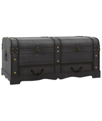 Cufăr vintage mare, negru, lemn, cu aspect retro - WOODBB1556