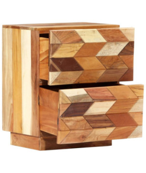Noptieră, aspect mid-century, din lemn masiv reciclat, cu 2 sertare, 40 x 30 x 50 cm, handmade