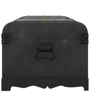 Cufăr vintage mare, negru, lemn, cu aspect retro - WOODBB1556