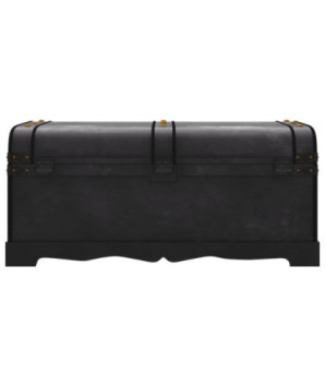 Cufăr vintage mare, negru, lemn, cu aspect retro - WOODBB1556