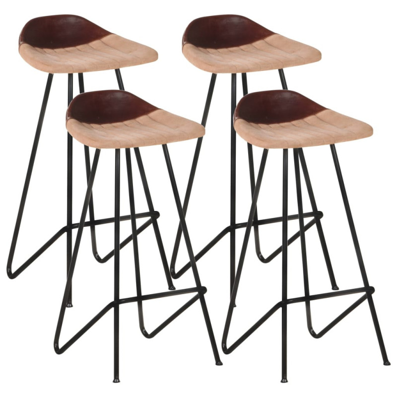 Scaune de bar, 4 buc., maro, piele naturală, cu aspect industrial - WOODBB1560 Scaune de bar, 4 buc., maro, piele naturală, cu aspect industrial - WOODBB1560