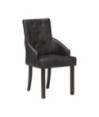 Scaune de bucătărie, 6 buc., negru, piele naturală de capră, cu aspect vintage - WOODBB1561