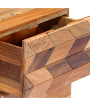 Noptieră, aspect mid-century, din lemn masiv reciclat, cu 2 sertare, 40 x 30 x 50 cm, handmade